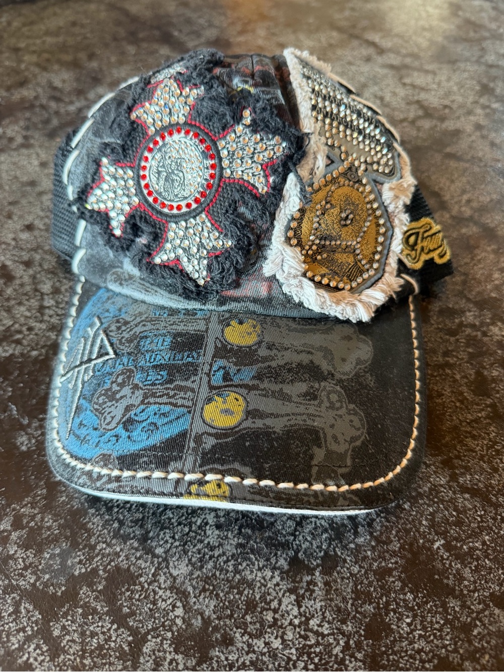 Four Forty One 4.41- Embellished Black Baseball Cap with Swarovski accents